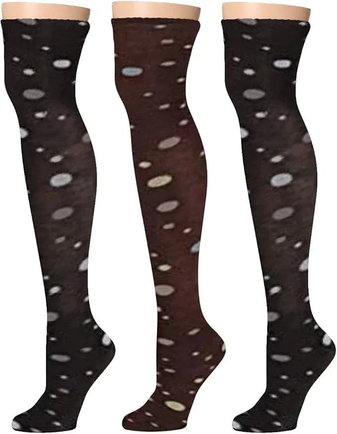 Isadora Paccini Women's 3-Pack Polka Dot Stylish and Comfortable Novelty Knee High Socks - Tipi Toe Socks