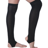Womenƒ??s Stirrup Socks ƒ?? Over the Knee - Black Color Pattern, Toeless Workout Stockings - Socks