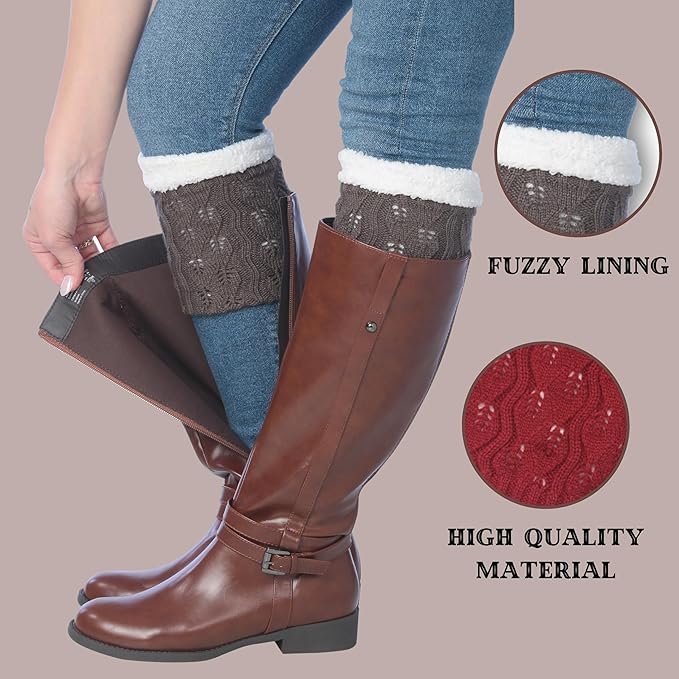 Fuzzy Lining Knitted Boot Cuffs