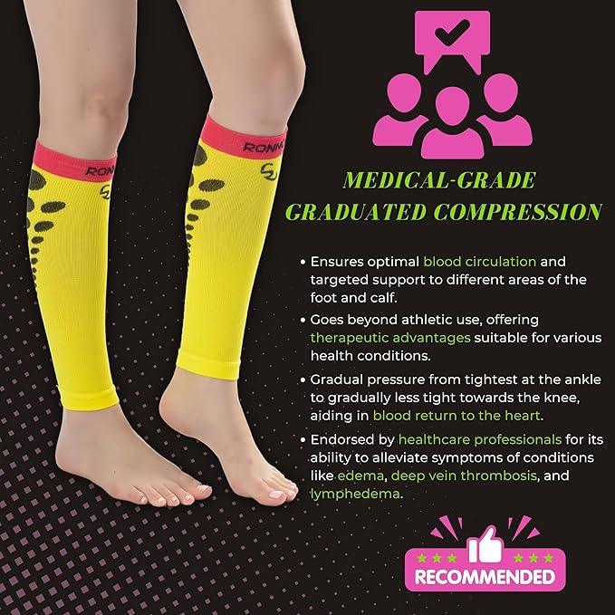 Unisex Calf Compression Sleeve 3-Pairs Sunrise Serenity Colorful 12-14 mmHg Great for Athletic & Medical Use - Socks