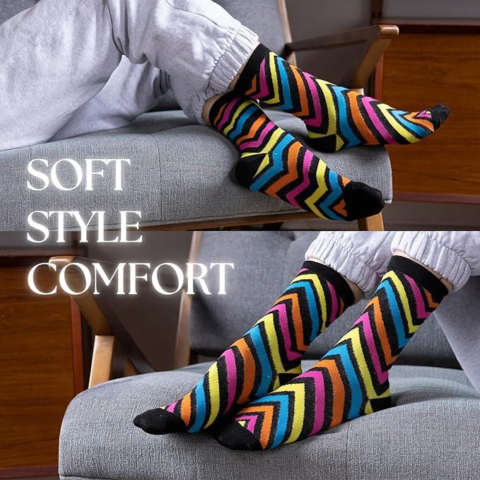 Women's 12-Pairs Lightweight Yellow Green Blue Fun Light Colored Crew Socks - Tipi Toe Socks