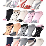 Animal Faces No Show Socks
