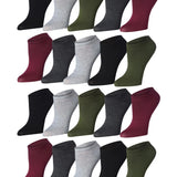 Black, Grey & Maroon No Show Socks