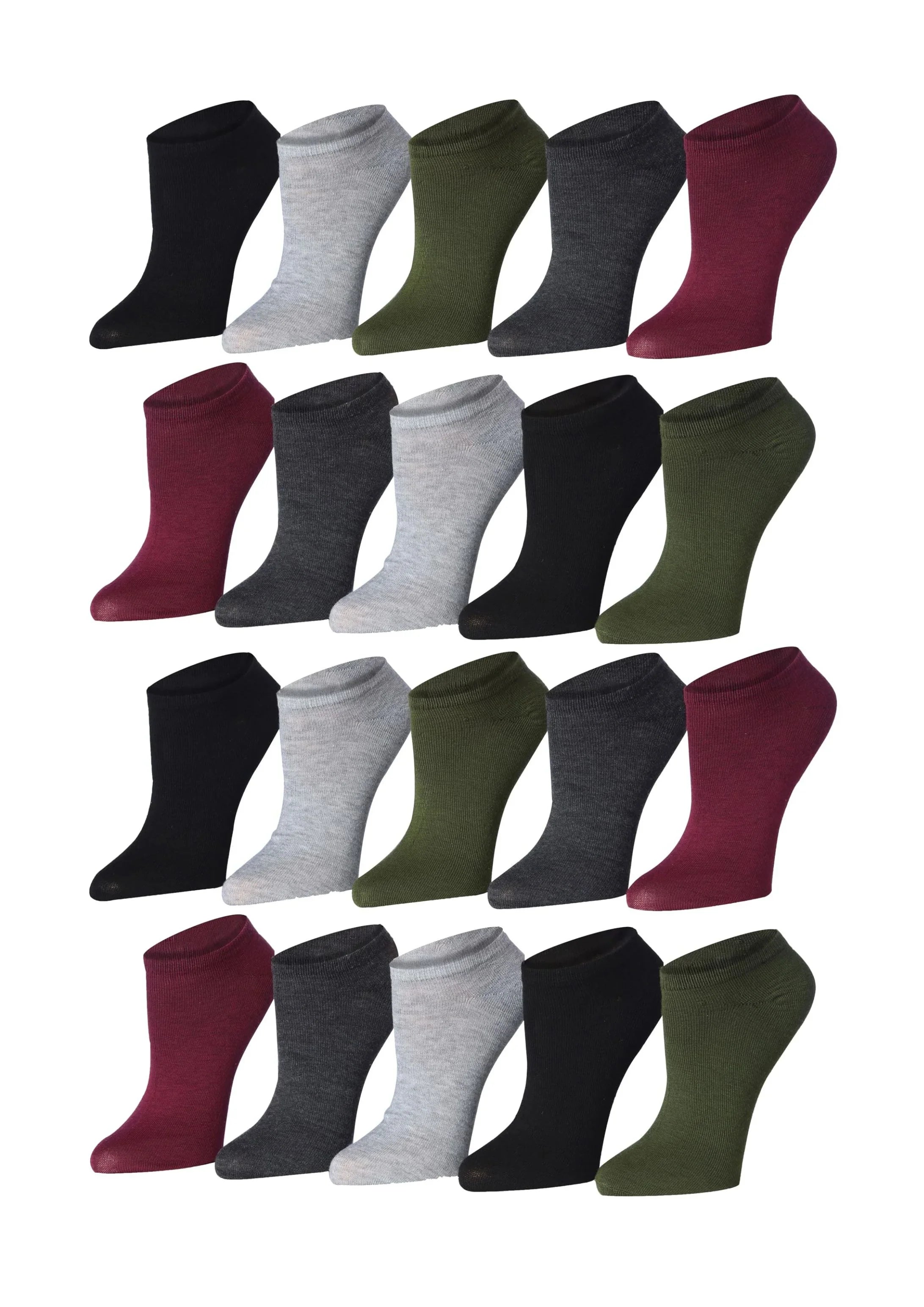 Black, Grey & Maroon No Show Socks