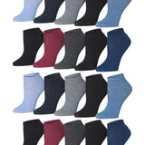 Women's 20 Pairs Solid Colored Sophisticated Neutrals Black Grey Maroon Blue Low Cut/No Show Socks - Socks