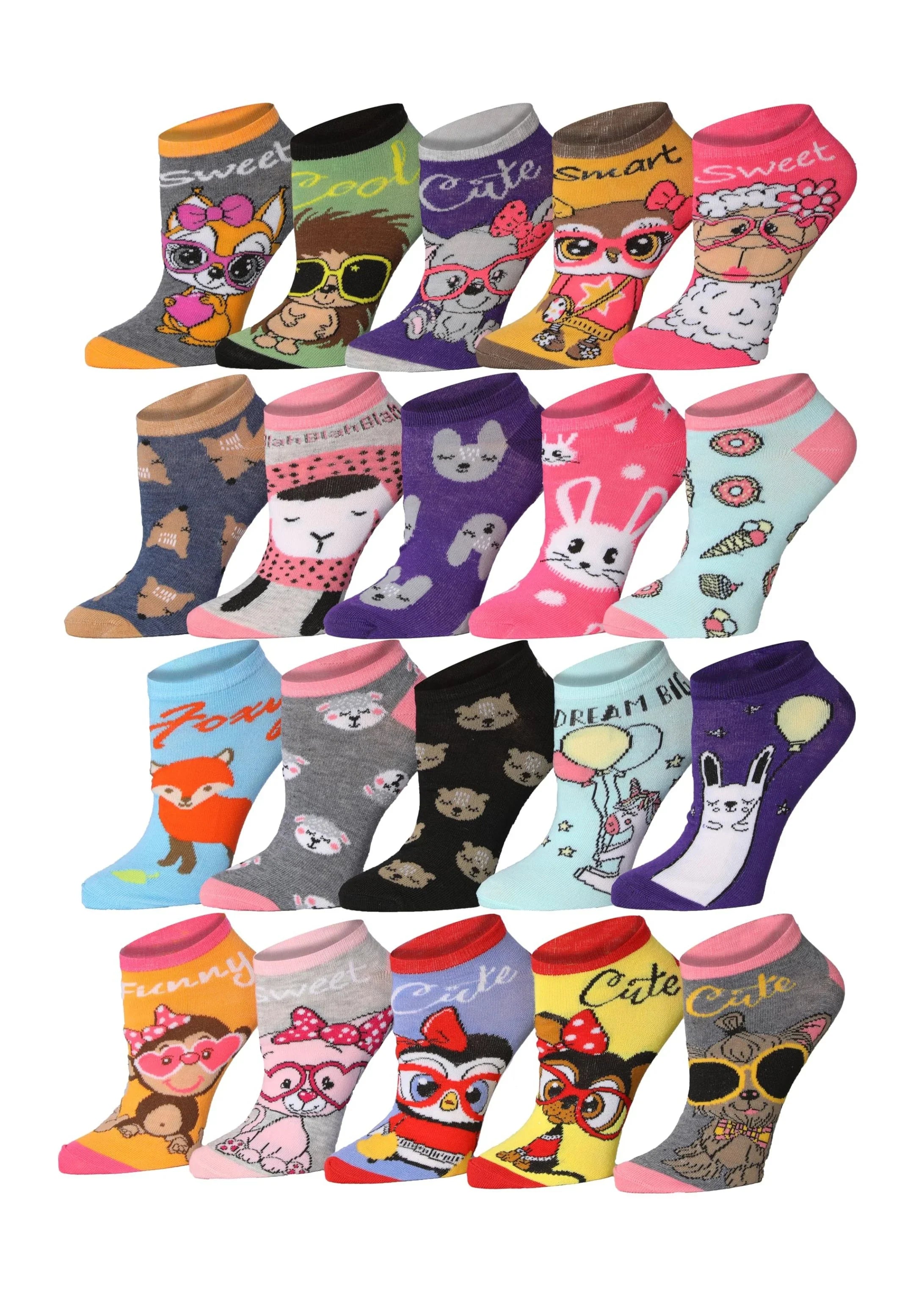 Cat Colorful No Show Socks