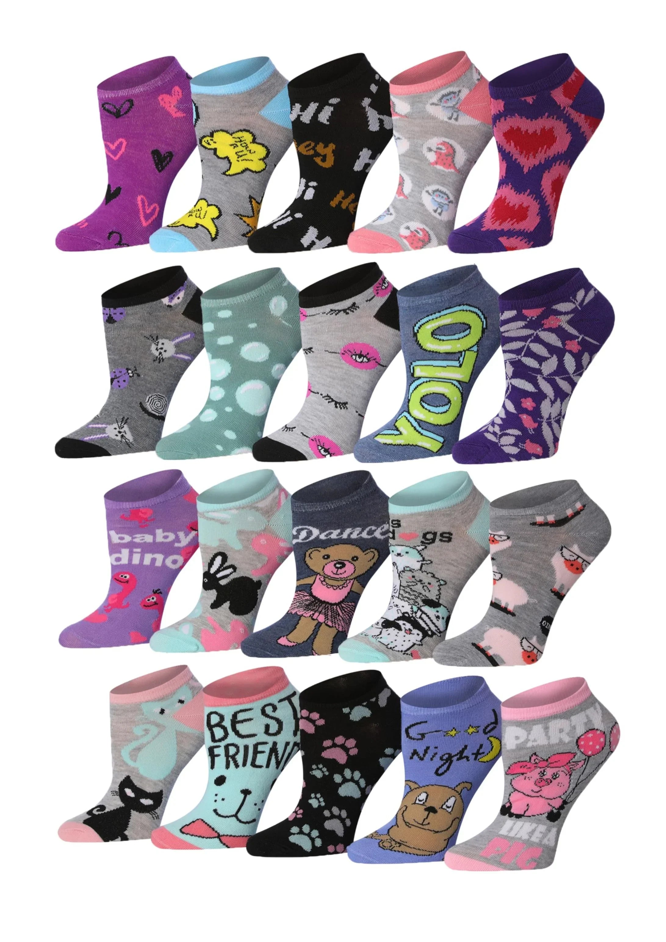 Animal Pattern No Show Socks