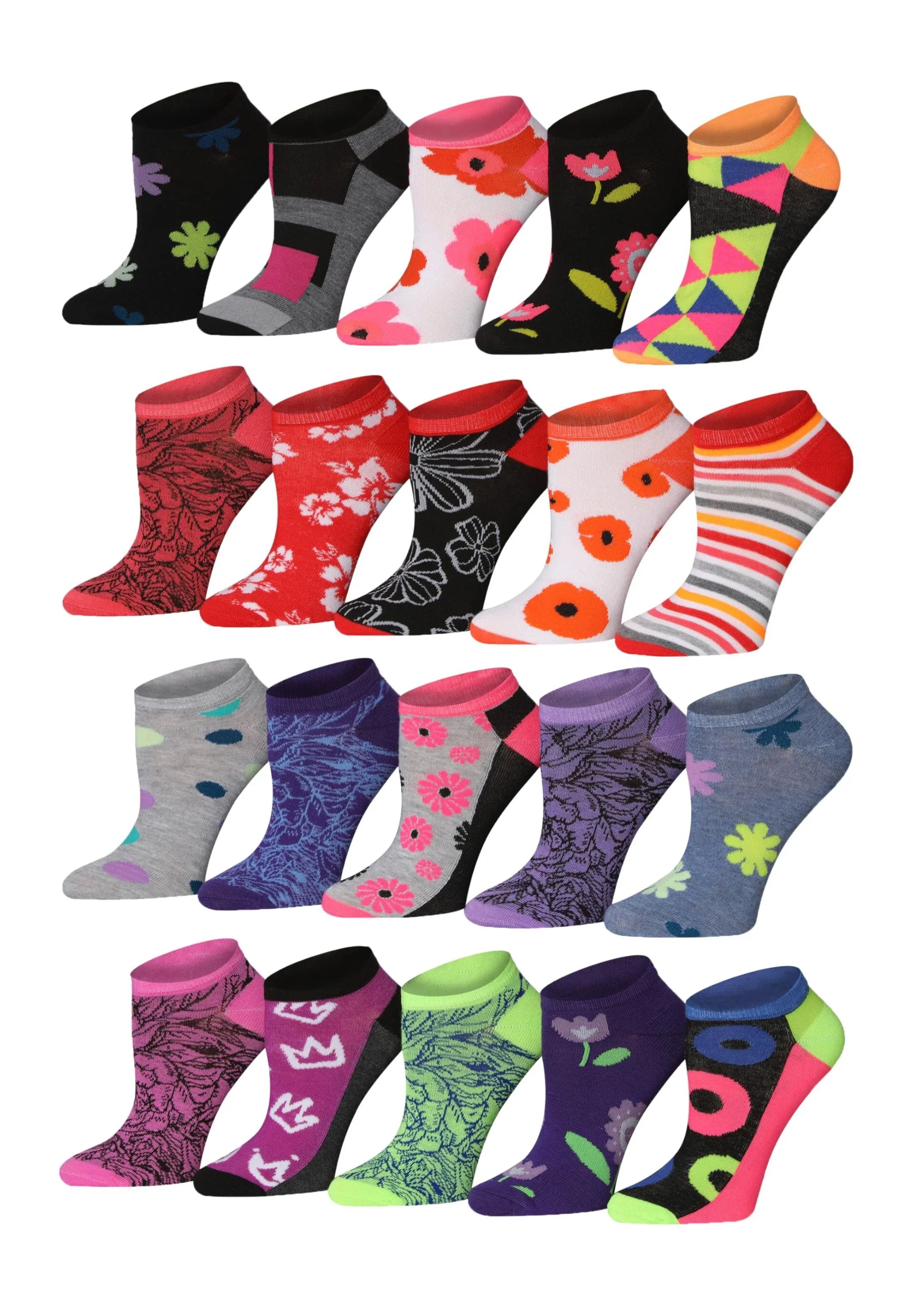Floral No Show Socks