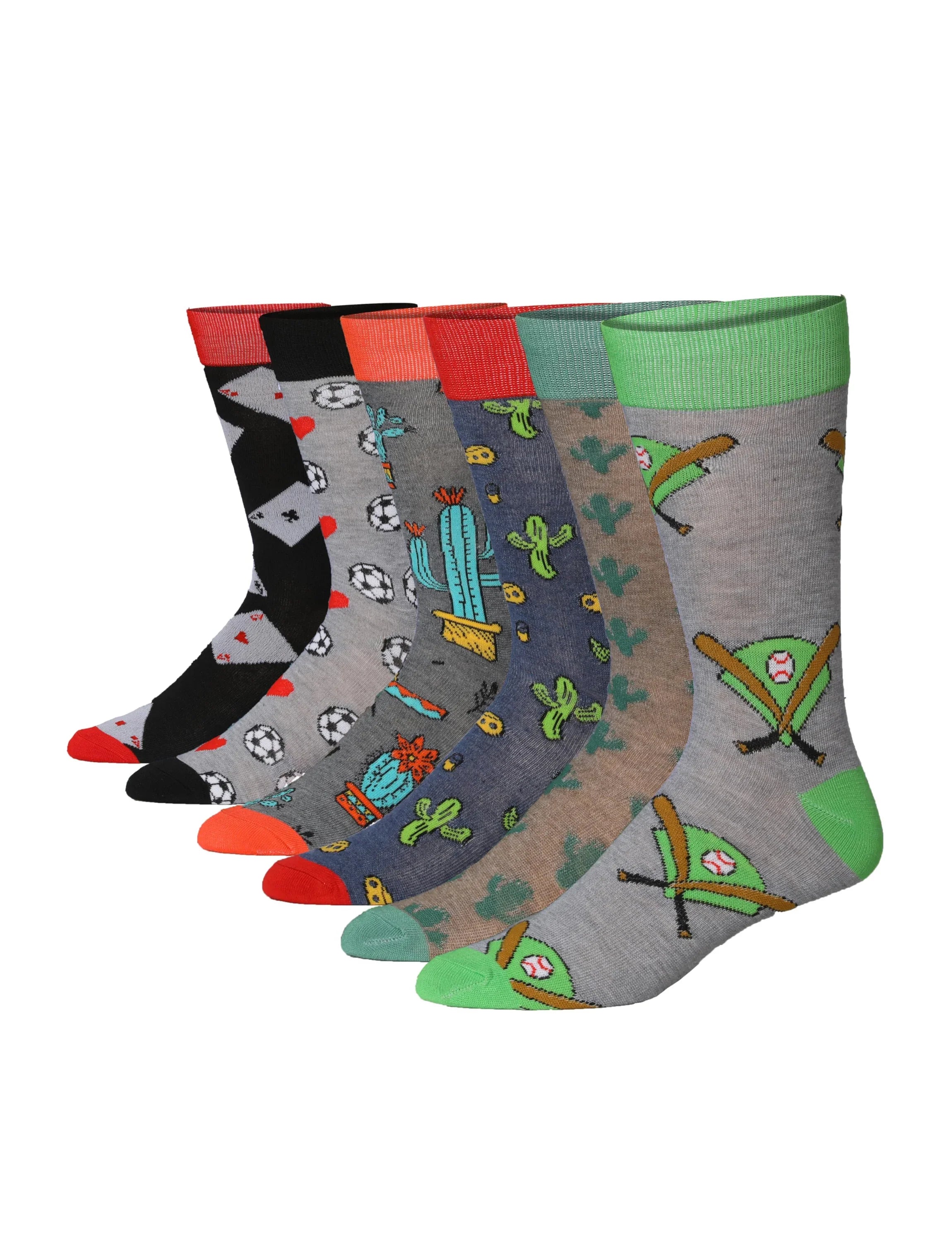 Men's 6 Pairs Casual Novelty All-star Adventure Colorful Patterned Dress Socks for Men - Socks