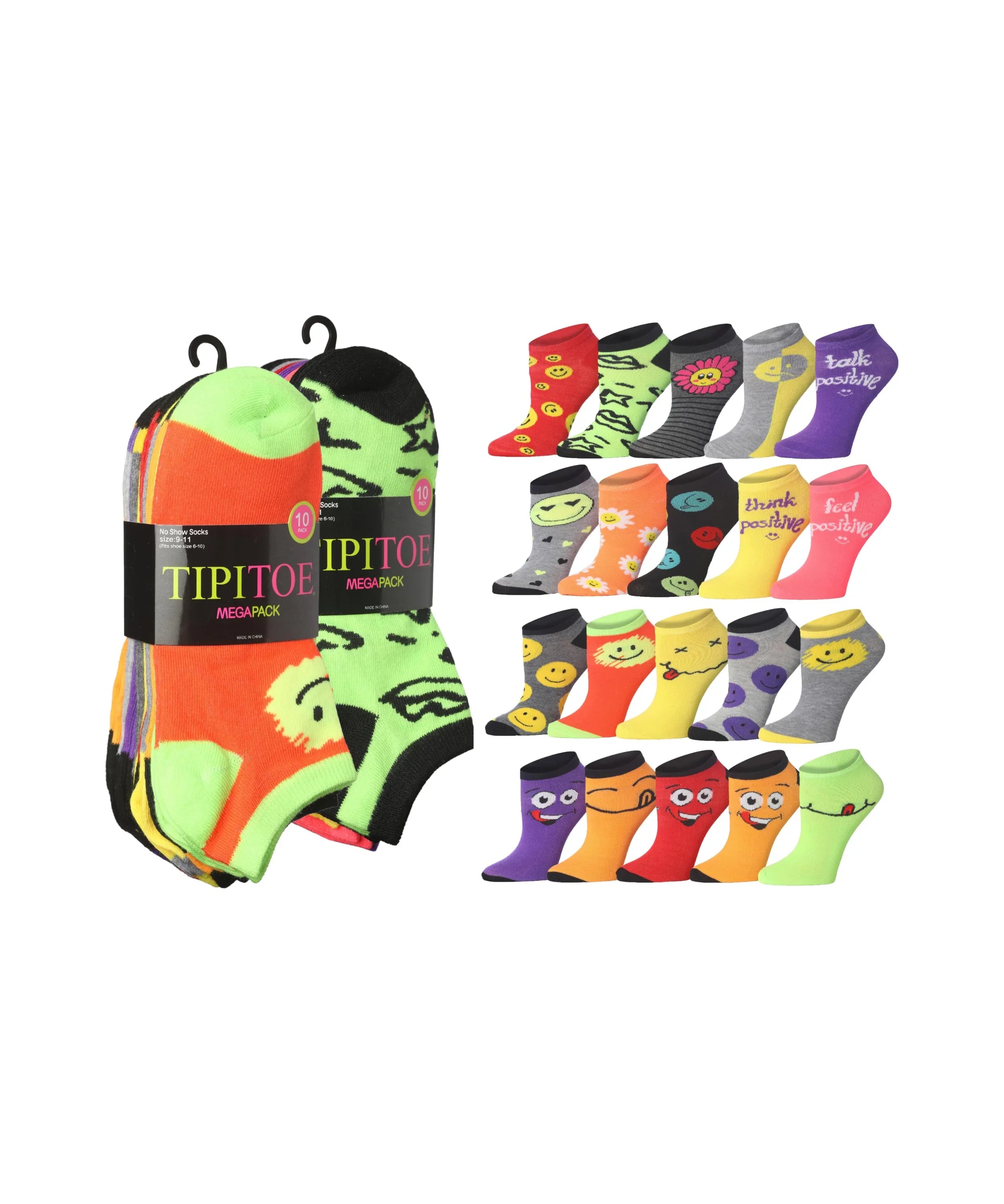 Womens 20 Pack Colorful Patterned Radiant Joy Spectrum Ankle/Low Cut Socks - Socks