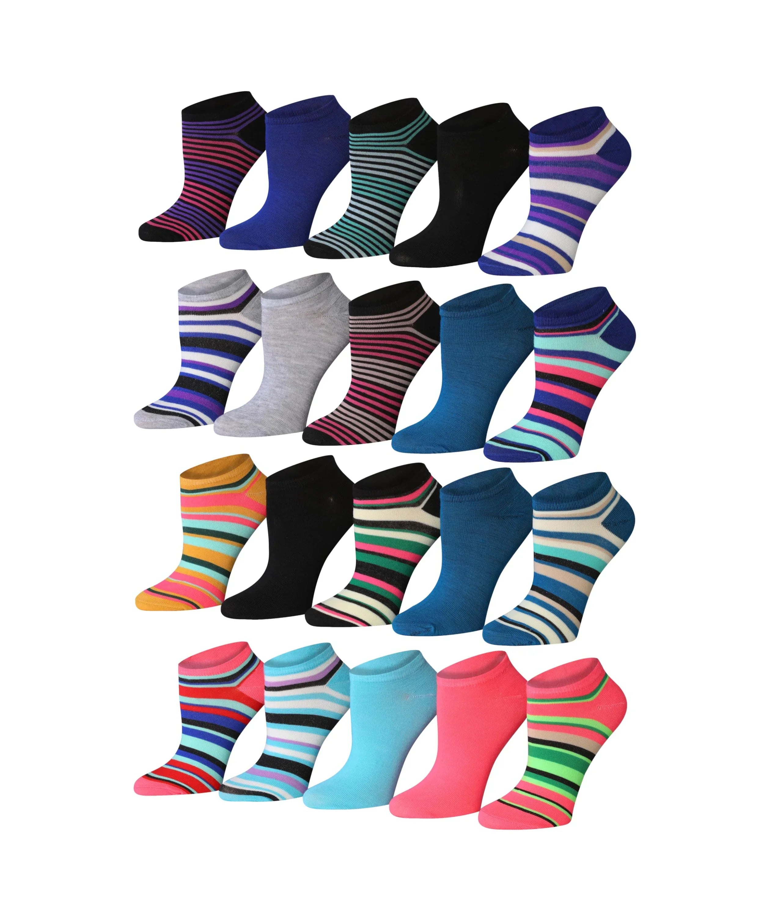 Women's 20 Pairs Colorful Patterned Low Cut/No Show Socks - Socks