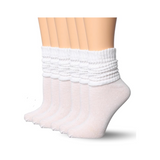 White Warm Slouch Socks & Knee High Socks - 6 Pairs