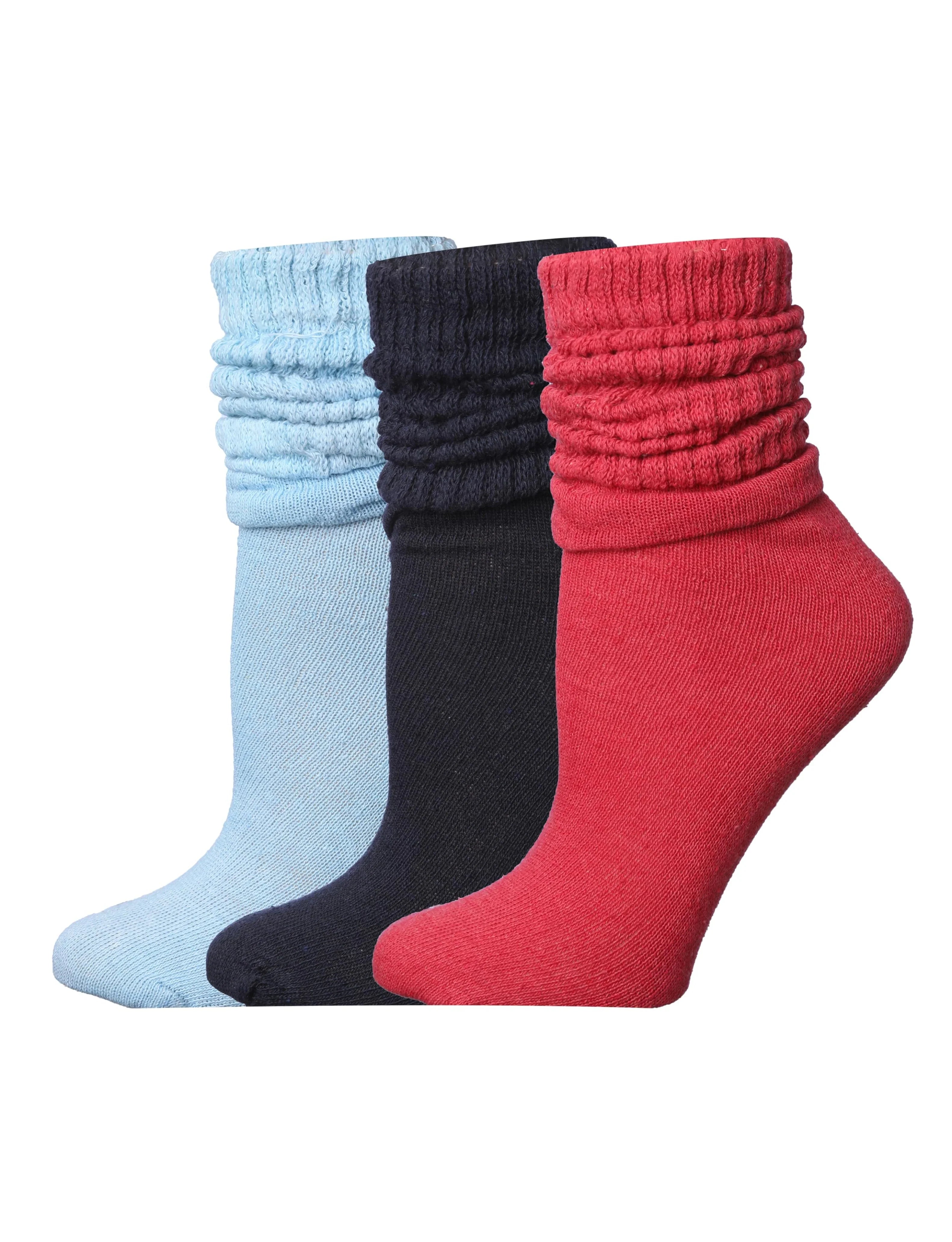 Blue Black & Pink Scrunch Socks