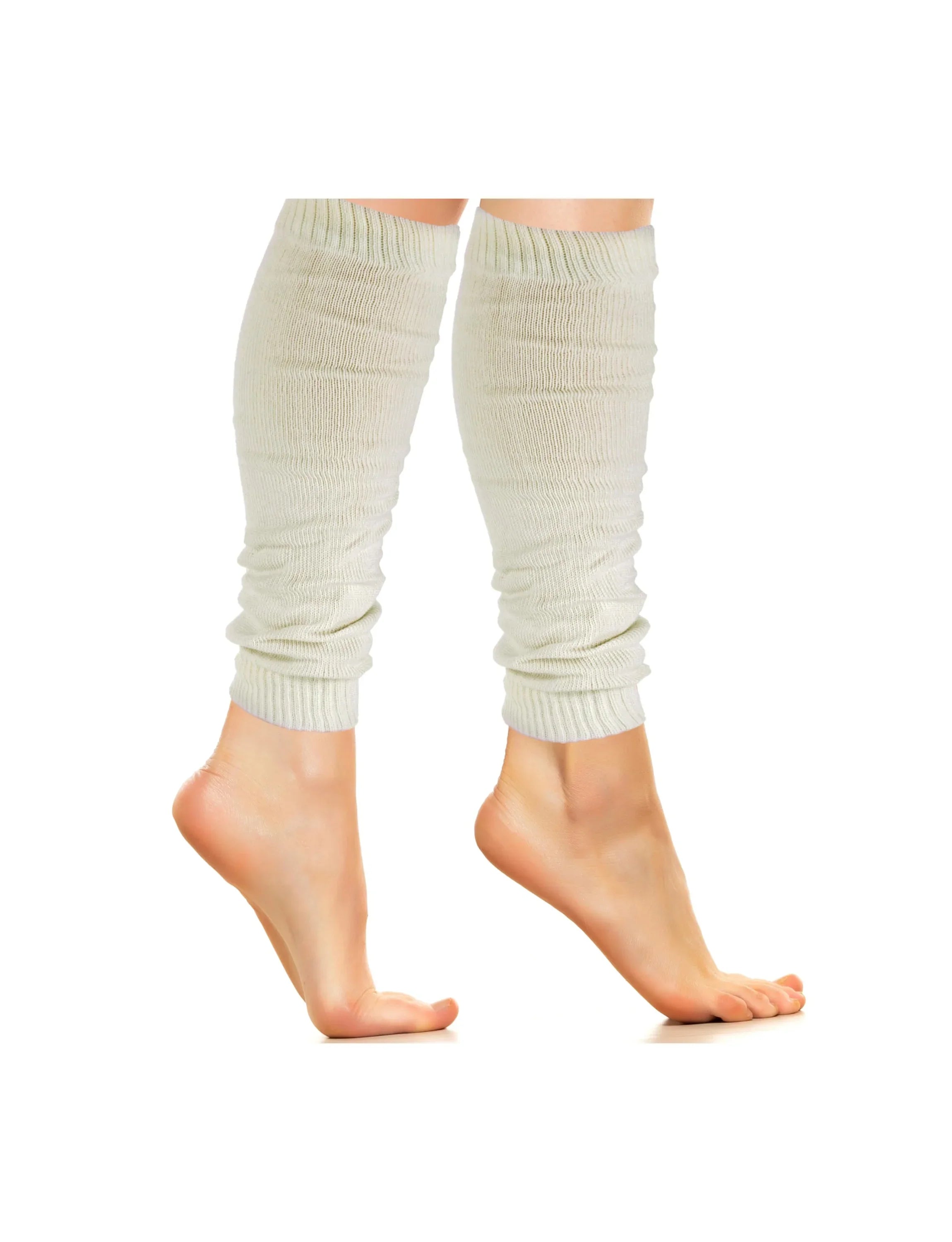 Isadora Paccini Women's Fashionable Snug-fit Ethereal Ivory Elegance Casual Leg Warmers - Tipi Toe Socks