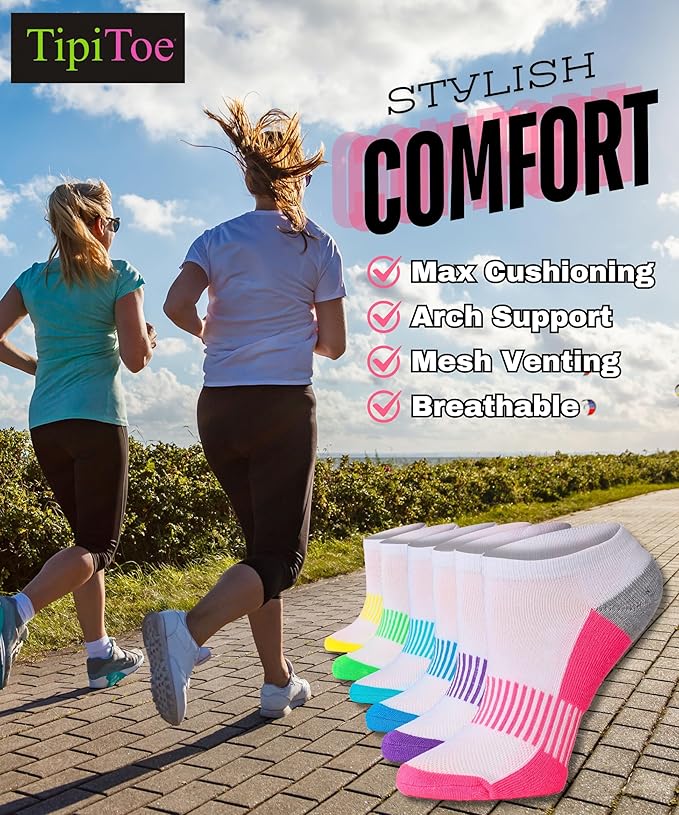 Women's White Vibrant Colored No Show Socks