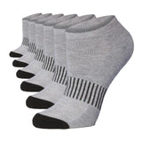 Women's 6 Pack Cushioned Comfort Running Grey With Black Stripes & Toe Hiking Socks For Women -  Socks