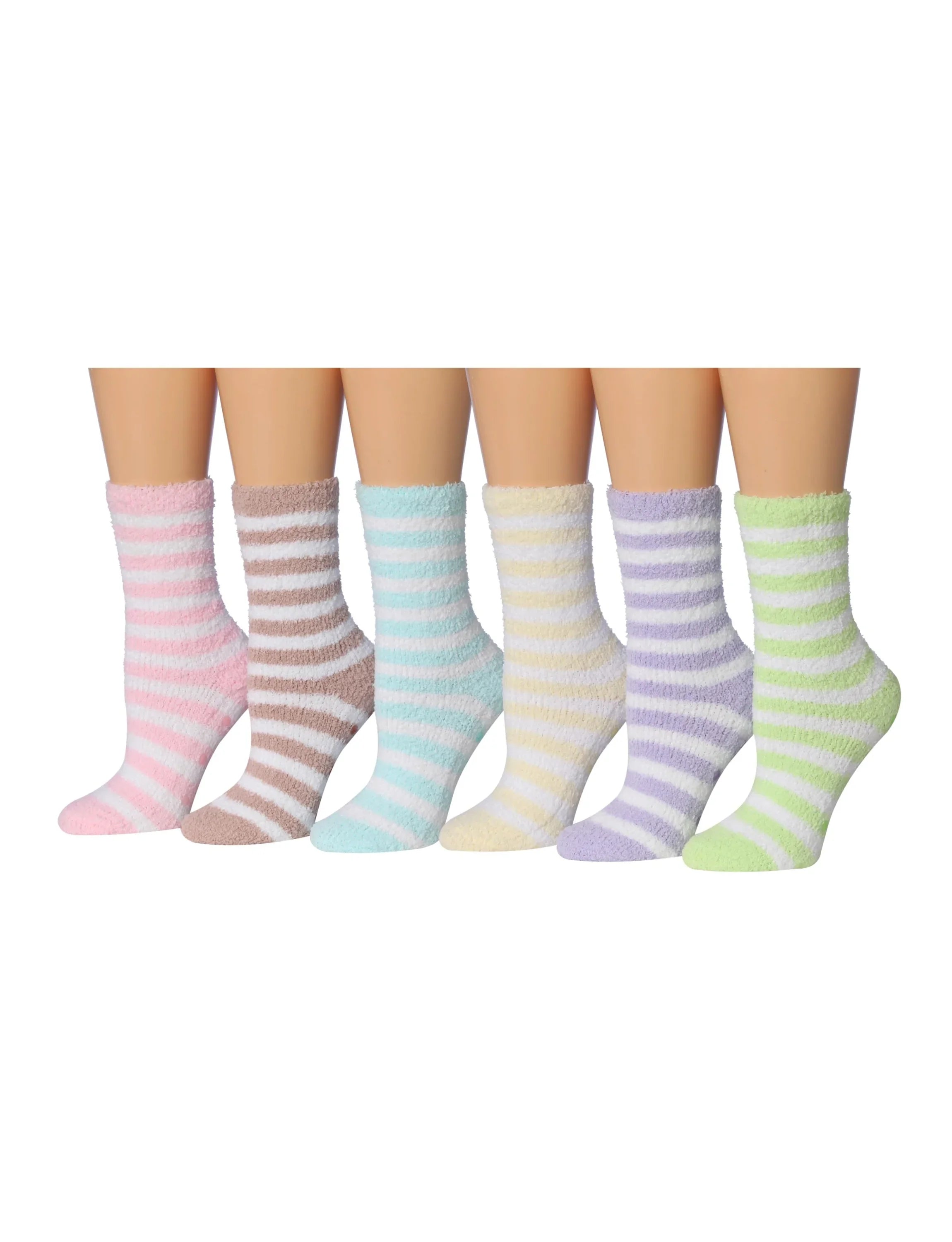 Striped Rainbow Fuzzy Socks