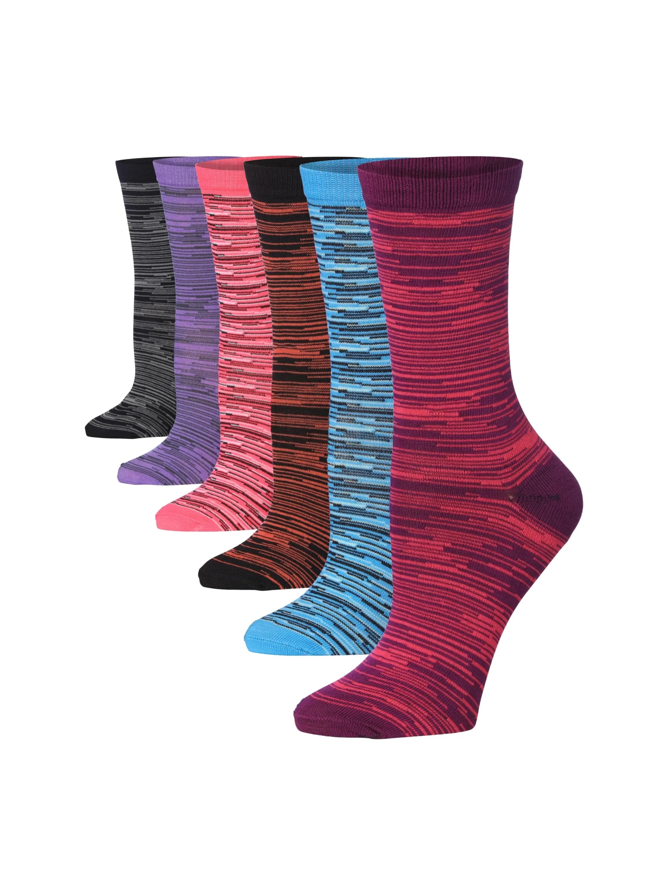 Tipi Toe Women's 6-Pairs Colorful Funky Space Dye Patterned Crew Dress Socks, Size Medium Tipi Toe Women's 6-Pairs Colorful Funky Space Dye Patterned Crew Dress Socks, Size Medium