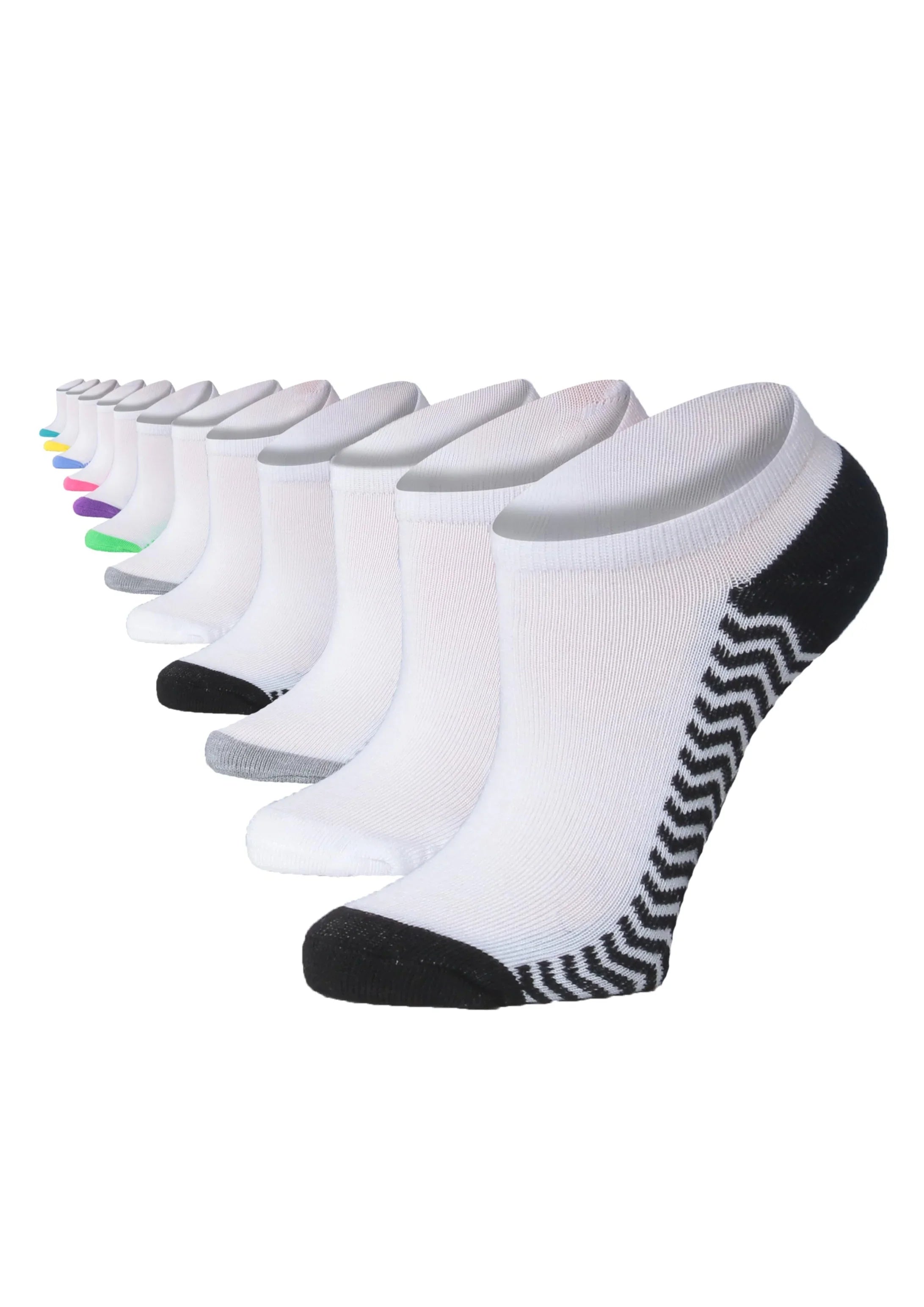 Women's White Vibrant Colored No Show Socks