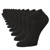 Women's 12-Pairs Classic Solid Dark Black Color Low Cut Athletic Sport Peformance Socks - Socks