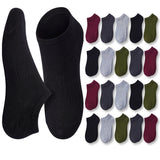 Black ankle socks with a variety of colored socks displayed on a white background
