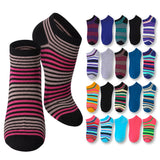 Women's Colorful Striped Low Cut Socks - 20 Pairs