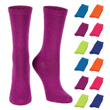 Tipi Toe Women's 12-Pairs Colorful Neon Pop Multi Patterned Crew Dress Socks