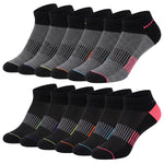 Set of black and gray ankle socks with colorful accents on a white background