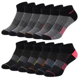 Set of black and gray ankle socks with colorful accents on a white background