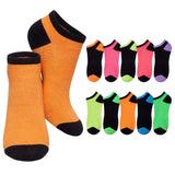 Women's 10 Pairs Multicolor Neon Contrast Pattern For Vibrant Style Low Cut