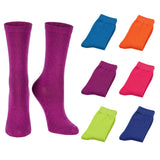 Tipi Toe Women's 6-Pairs Colorful Neon Pop Multi Patterned Crew Dress Socks