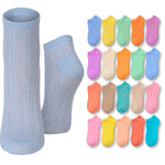 Light blue ankle socks with a set of colorful ankle socks displayed below on a white background.