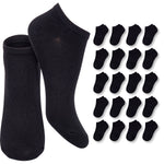 Two black socks with a set of 20 additional black socks on a white background