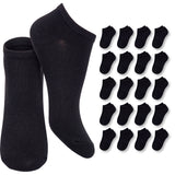 Two black socks with a set of 20 additional black socks on a white background