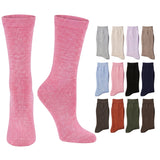 Colorful Solid Crew Socks - 12 Pairs