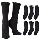 Turn-Cuff Black Crew Ruffle Socks