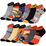 Set of colorful socks with basketball designs on a white background