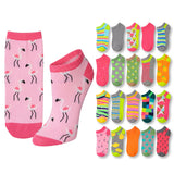 Fruit Nature Geometric Patterned No Show Socks - 20 Pairs