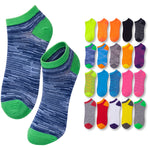 Colorful socks with green accents on a white background