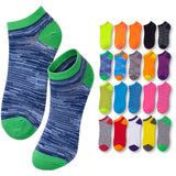 Colorful socks with green accents on a white background