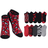 Women's 10 Pairs Crimson Safari Pattern For Vibrant Style Low Cut