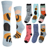 Abstract Pastel Faces Socks - 6 Pairs