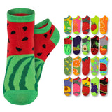Colorful Fruity Pattern No Show Socks - 20 Pairs