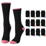 Black Heel Crew Socks - 12 Pairs