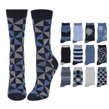 Navy and Grey Variety Crew Socks - 12 Pairs