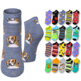 Women's Colorful Puppy Parade No Show Socks - 20 Pairs