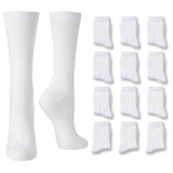 Women's Plain White Socks - 12 Pairs