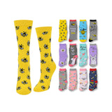 Bee Happy & Llama Patterns Socks - 12 Pairs