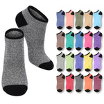 Gray ankle sock with black toes and heels, surrounded by a grid of colorful ankle socks.