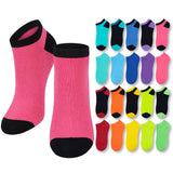 Set of colorful socks with a pink and black sock on a white background